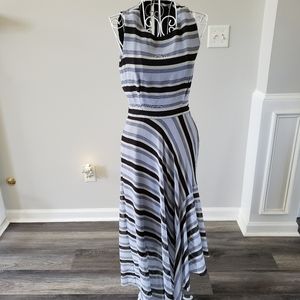 Rachel Rachel Roy Blue Multi Sleeveless Striped Chiffon dress